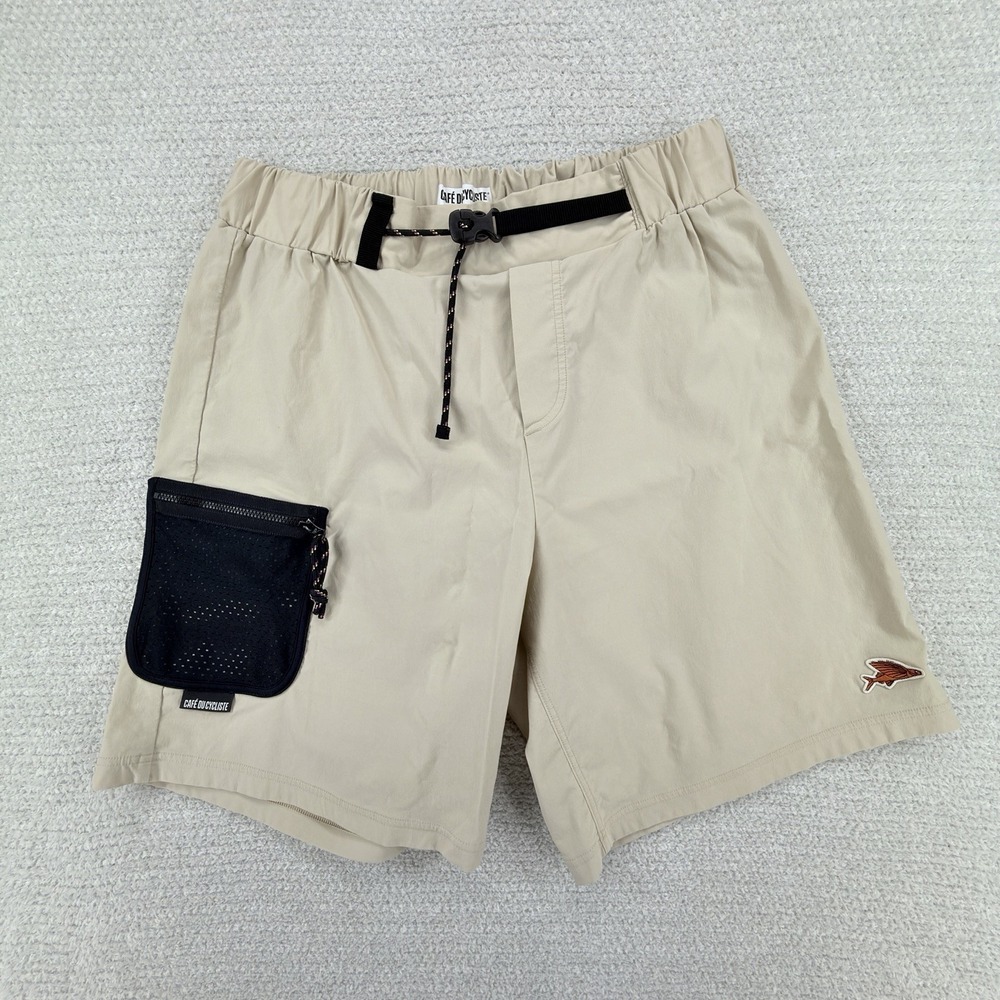 Cafe du Cycliste Eliane Cycling Shorts Mens Large Beige Adjustable Waist Pockets